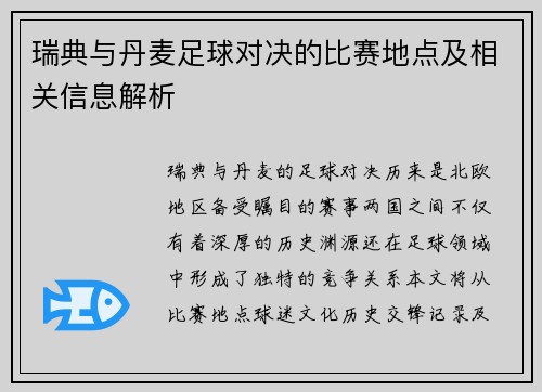 瑞典与丹麦足球对决的比赛地点及相关信息解析